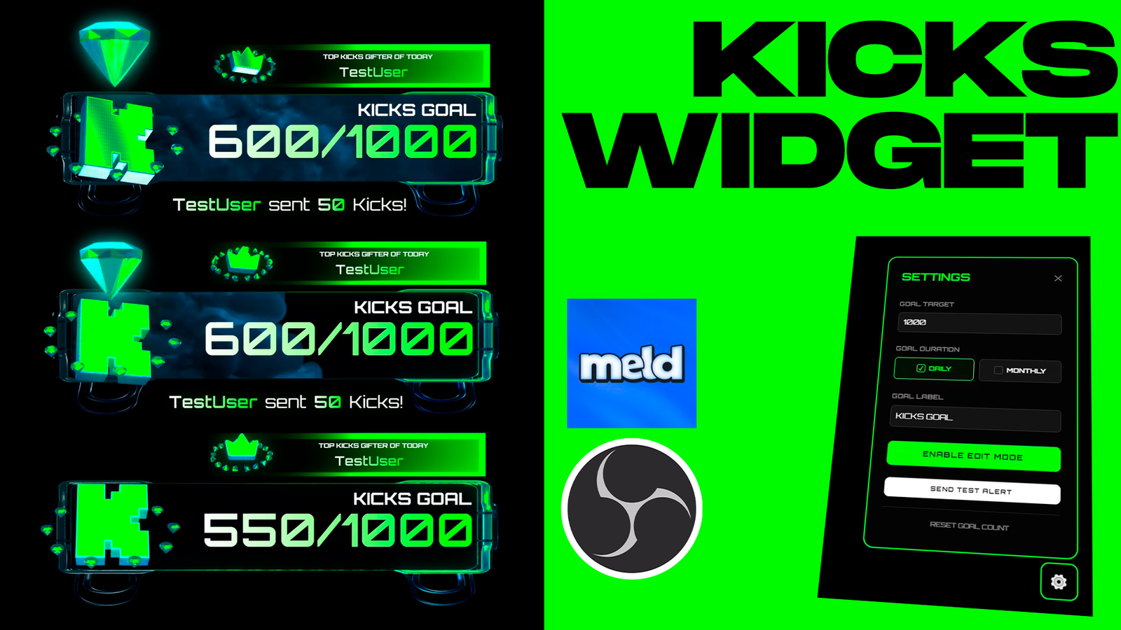 3D KICKS Widget for Streamers v1